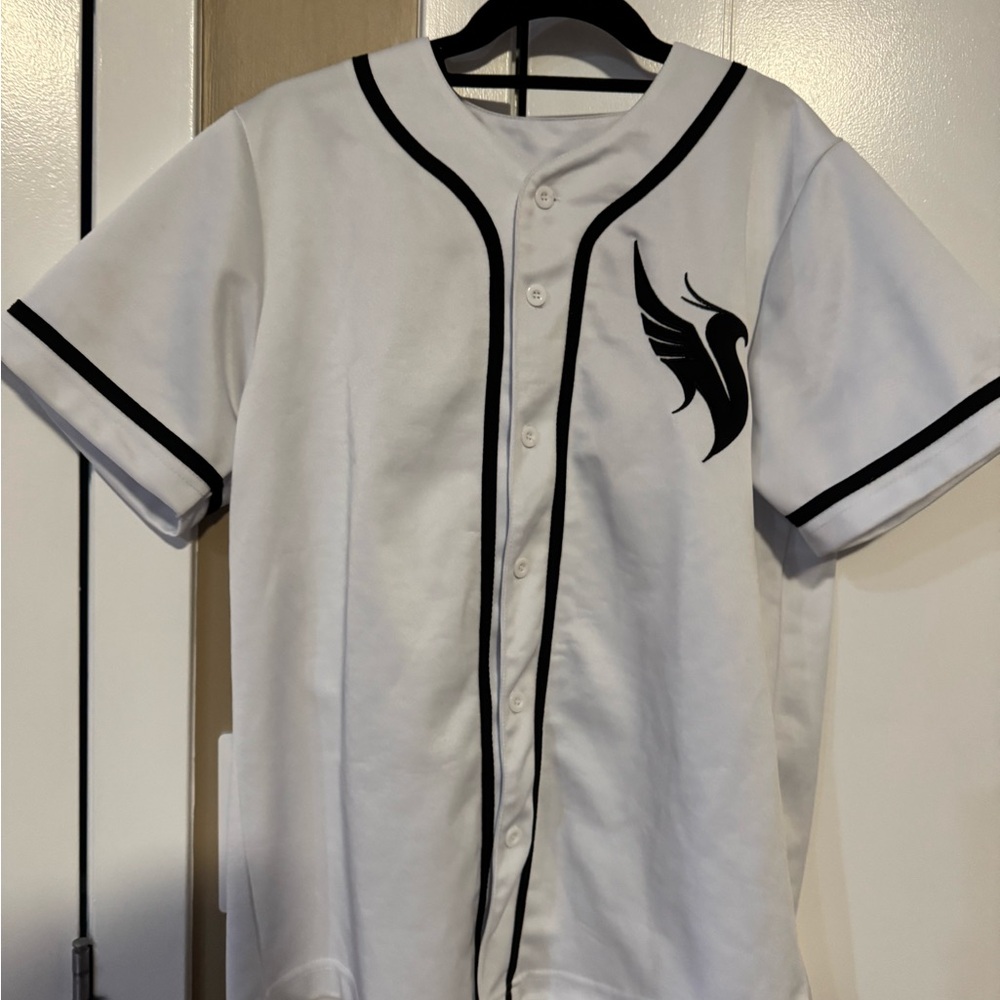 White Baseball Jersey with Black Trim